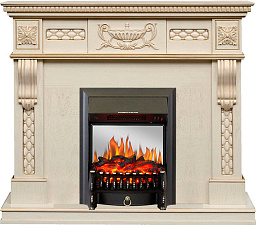 Каминокомплект Royal Flame Corsica с очагом Fobos FX M Black слоновая кость с патиной Royal Flame Corsica с очагом Fobos FX M Black слоновая кость с патиной