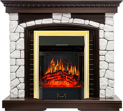 Каминокомплект Royal Flame Glasgow очаг Majestic FX Brass темный дуб/белый Royal Flame Glasgow очаг Majestic FX Brass темный дуб/белый