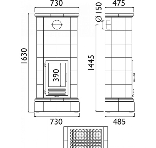 Кафельная печь Kaledonie - вставка чугунная_5 Кафельная печь Kaledonie - вставка чугунная_5