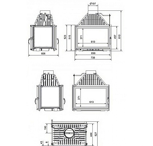 Каминная топка Oliwia/LPT туннель, стекло слева-справа_1 Каминная топка Oliwia/LPT туннель, стекло слева-справа_1