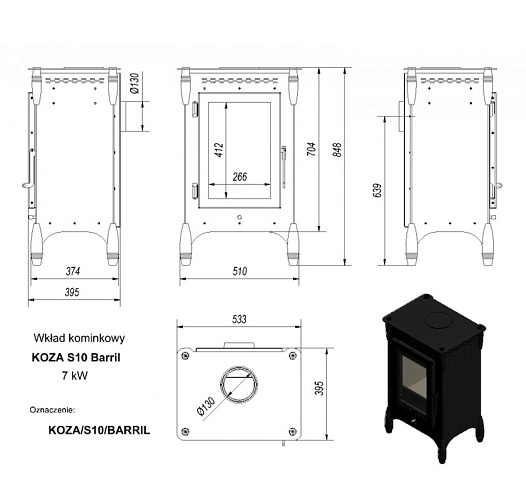 Печь-камин Koza/S10/BARRIL_1 Печь-камин Koza/S10/BARRIL_1