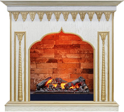 Каминокомплект Dimplex Abu-Dabi очаг Cassette 600 NH белый дуб/патина золото Dimplex Abu-Dabi очаг Cassette 600 NH белый дуб/патина золото