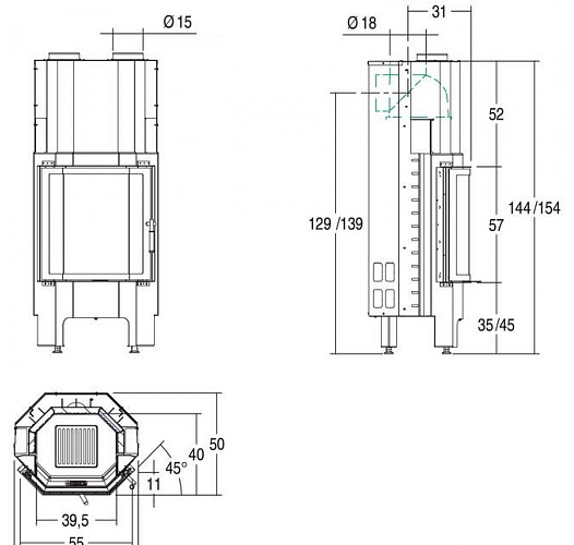 Каминная топка Piazzetta 555 ea_1 Каминная топка Piazzetta 555 ea_1
