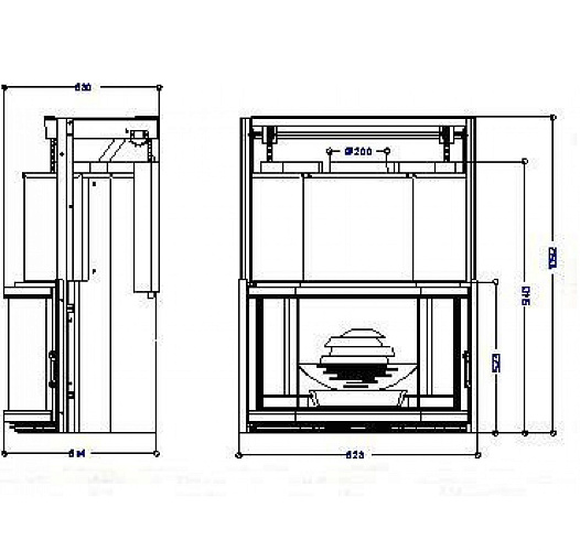 Каминная топка Invicta prismatique 850 контргруз с распределителем воздуха_1 Каминная топка Invicta prismatique 850 контргруз с распределителем воздуха_1