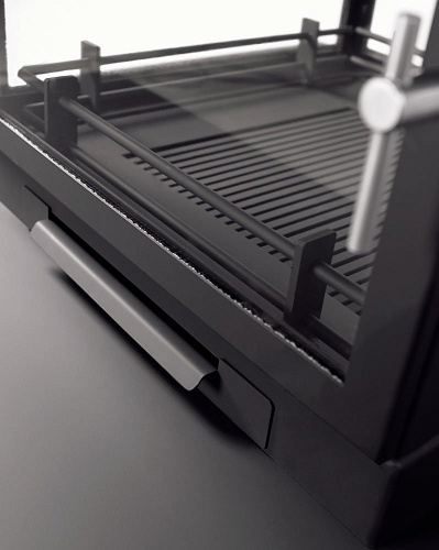 Камин Vulcano, со стеклом, полка-керамика, черный (Traforart)_1 Камин Vulcano, со стеклом, полка-керамика, черный (Traforart)_1