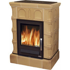 Кафельная печь Britania K - вставка комбо, кафельный цоколь табак, с теплообменником Кафельная печь Britania K - вставка комбо, кафельный цоколь табак, с теплообменником