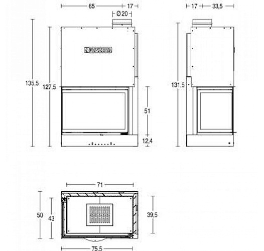 Каминная топка Piazzetta ma 285 sl dx_1 Каминная топка Piazzetta ma 285 sl dx_1