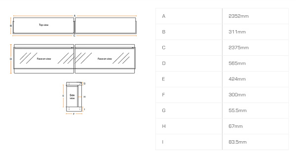 Трехсторонний электрокамин с обогревом BRITISH FIRES New Forest 2400 with Signature logs - 2400 мм_10 Трехсторонний электрокамин с обогревом BRITISH FIRES New Forest 2400 with Signature logs - 2400 мм_10