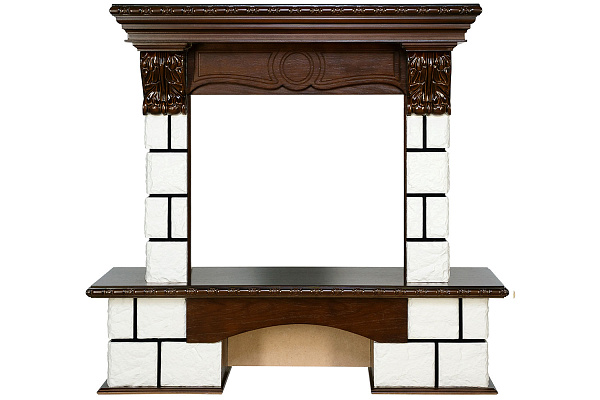 Royal Flame Pierre Luxe с очагом Vision 23 EF LED FX белый/темный дуб_1 Royal Flame Pierre Luxe с очагом Vision 23 EF LED FX белый/темный дуб_1