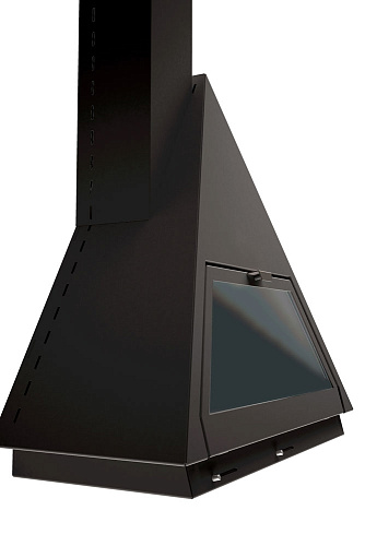 Камин Bilbao, фронтальный, со стеклом, труба слева, черный (Traforart)_1 Камин Bilbao, фронтальный, со стеклом, труба слева, черный (Traforart)_1