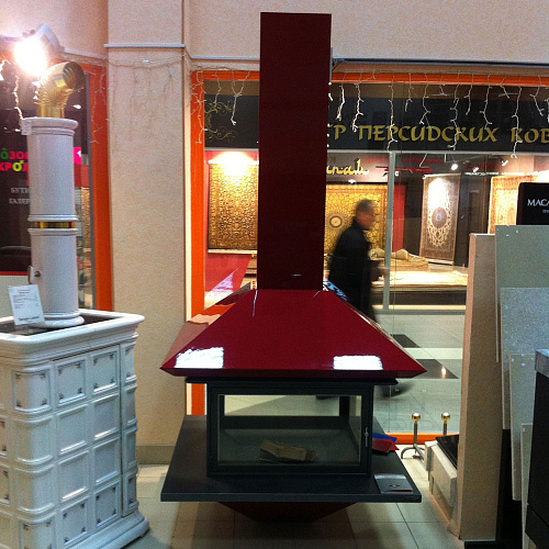 Камин Gaia, центральный, со стеклом RAL (Traforart)_1 Камин Gaia, центральный, со стеклом RAL (Traforart)_1