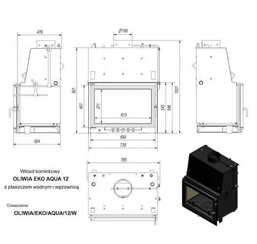 Каминная топка Oliwia/EKO/AQUA/12/W с водяным контуром_1 Каминная топка Oliwia/EKO/AQUA/12/W с водяным контуром_1