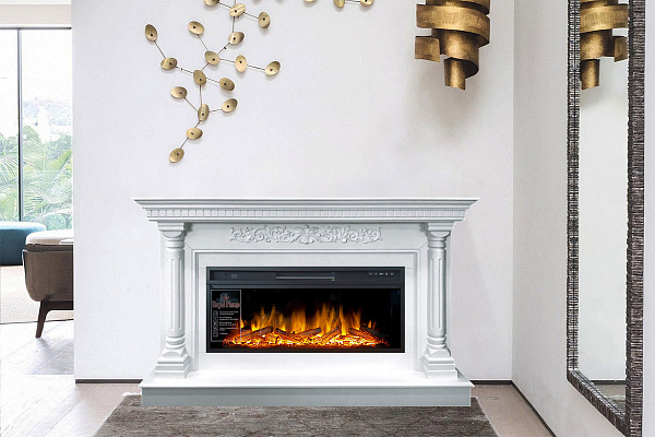 Royal Flame Sicilia с очагом Vision 42 LOG LED белый_3 Royal Flame Sicilia с очагом Vision 42 LOG LED белый_3