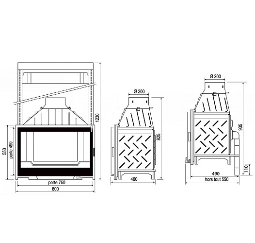 Каминная топка Seguin confort visio 8 plus - black line (с серыми кирпичами и двойной подачей воздуха)_2 Каминная топка Seguin confort visio 8 plus - black line (с серыми кирпичами и двойной подачей воздуха)_2