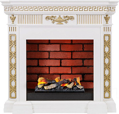 Каминокомплект Dimplex Greece очаг Cassette 400 LNH-INT (с дровами) белый с золотом Dimplex Greece очаг Cassette 400 LNH-INT (с дровами) белый с золотом