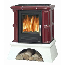 Кафельная печь Bavaria K сельский цоколь (4,2 кВт в воду) бордо с теплообменником Кафельная печь Bavaria K сельский цоколь (4,2 кВт в воду) бордо с теплообменником