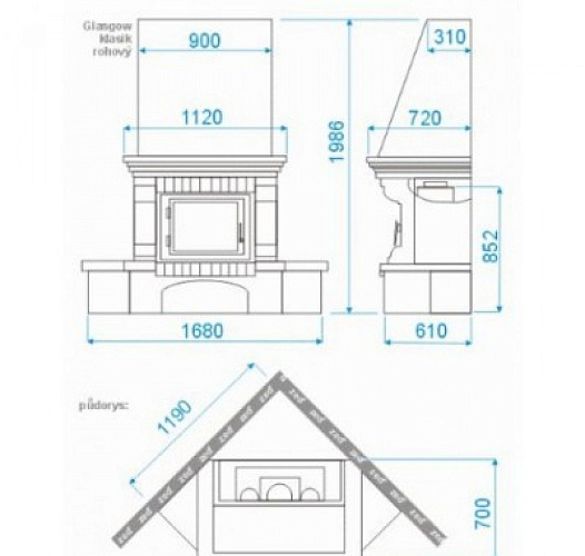 Камин Glasgow Klasik угловой деревянная балка_1 Камин Glasgow Klasik угловой деревянная балка_1
