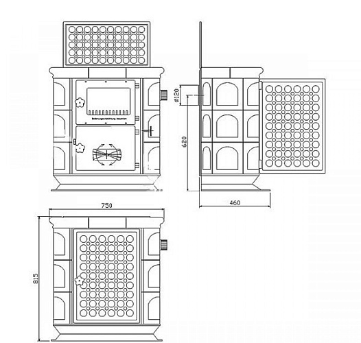 Печь-камин Latvia L бук (чугунный цоколь)_1 Печь-камин Latvia L бук (чугунный цоколь)_1