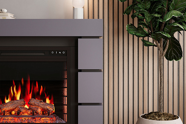 Каминокомплект Modern - Белый с черным с очагом Crystal 36 RF (выставочный образец)_18