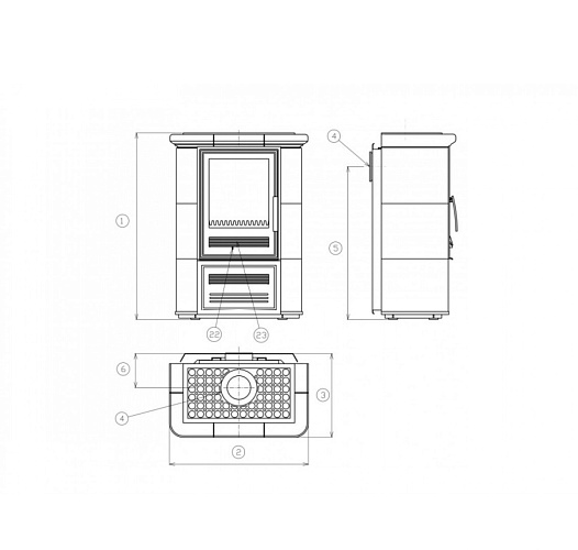 Кафельная печь Olypmpie K вставка комбо табак_2 Кафельная печь Olypmpie K вставка комбо табак_2