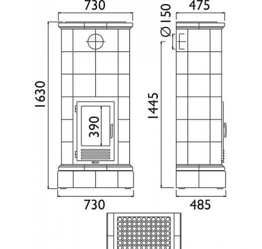 Кафельная печь Kaledonie K - вставка вставка комбо, с теплообменником_2 Кафельная печь Kaledonie K - вставка вставка комбо, с теплообменником_2
