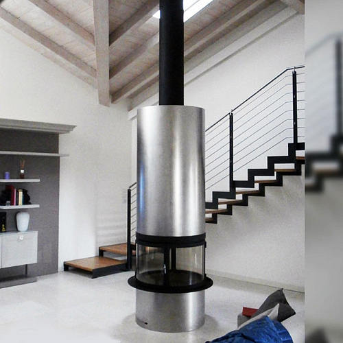 Камин Diamante, центральный, нерж. сталь, со стеклом (Traforart)_0 Камин Diamante, центральный, нерж. сталь, со стеклом (Traforart)_0