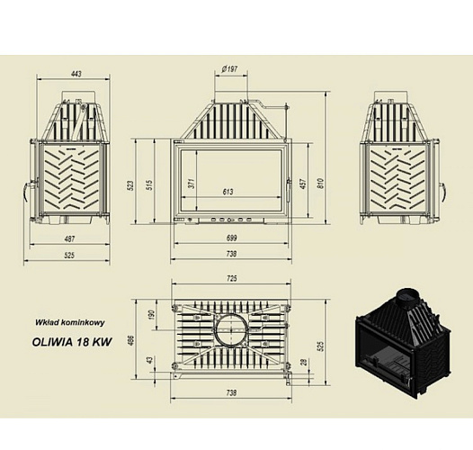 Каминная топка Oliwia/GLASS двойное стекло_1 Каминная топка Oliwia/GLASS двойное стекло_1