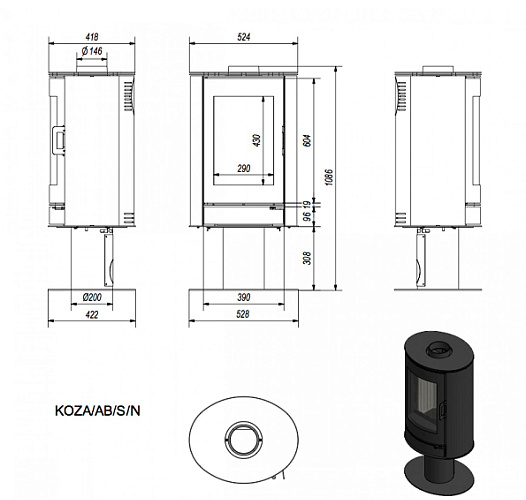 Печь-камин Koza/AB/S/N_1 Печь-камин Koza/AB/S/N_1